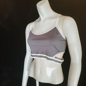 Ryka Gray & White Cutout Sports Bra (XL)
